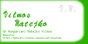 vilmos matejko business card